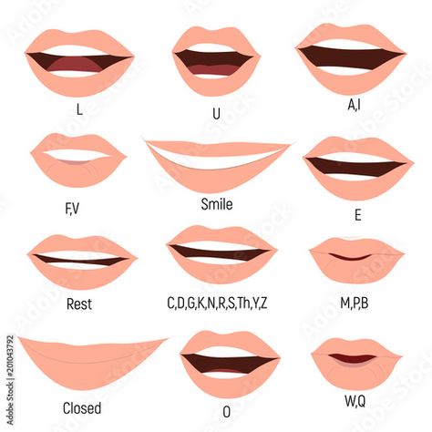 Mouth Chart, Mouth Animation, Work Wear Women, Flat Style, Drawing Tips, Skyrim, Fashion Flats, Royalty Free Photos, Character Drawing