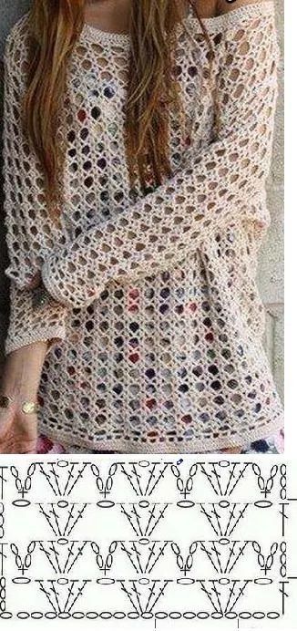 Pola Sweater, Háčkované Lemy, Gilet Crochet, Mode Crochet, Pola Amigurumi, Crochet Ladies Tops, Crochet Tops Free Patterns, Crochet Cardigan Pattern, Crochet Diagram