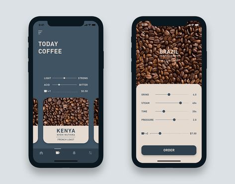 Coffee App Design, Ui Design Mobile, Ui Ux 디자인, App Concept, Mobile App Design Inspiration, App Interface Design, Mobile Web Design, How To Order Coffee, Ios Design