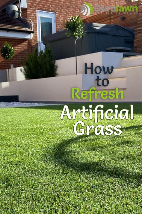 Learn how to refresh artificial grass like the professionals to increase the life of your investment and keep it looking as good as new all year long and for years to come. A power broom is the best option when it comes to refreshing your lawn because of its ability to get the blades erect and in their most resiliant form. If a power brush isn't in the budget you might want to consider a regular stiff bristle push broom. #duralawn #howtorefreshartificialgrass Installing Artificial Turf, Push Broom, Artificial Grass Installation, Maintenance Tools, Artificial Turf, Artificial Grass, Modern Exterior, Stain Remover, Outdoor Living