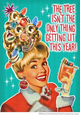 Funny Christmas Party Invitations, Getting Lit - This retro Christmas Party Invitation shows a happy woman with her hair done to look like a Christmas tree Funny Christmas Party Invitations, Retro Christmas Party, Christmas Cocktail Party, Retro Christmas Cards, Christmas Cocktail, Happy Woman, Christmas Party Invitation, Christmas Cocktails, Illustration Vintage