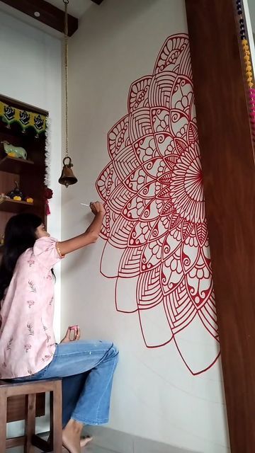 Mandala Wall Art Murals, Wall Murals Painted, Bedroom Decor Design, Mandala Wall, Mandala Wall Art, The Client, Love Painting, The Environment, Positive Energy