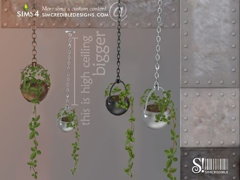 Created by SIMcredible! This is for mid or tall walls but I've used on short walls and they work and look fine. Sims Computer, Furniture Cc, Sims 4 Tsr, Die Sims 4, Mod Furniture, Sims 4 Bedroom, Cc Furniture, Sims Building, Hanging Plants Indoor