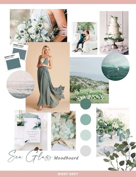 Sea Glass Wedding Colors Flowers, August Beach Wedding Colors, Sea Glass Wedding Flowers, Seaglass Green Wedding, Seaglass Wedding Colors, Seaglass Wedding, Sea Glass Wedding, Wedding Theme Color Schemes, Chic Bridesmaid Dresses