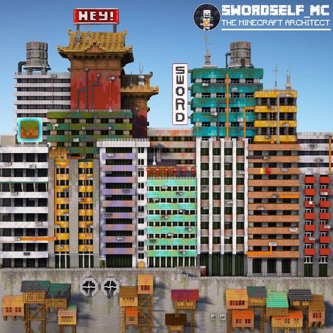 Minecraft Dystopia, Minecraft Cyberpunk City, Cyberpunk Minecraft Builds, Minecraft Warehouse, Japanese Apartment Building, Cyberpunk Minecraft, Minecraft Cyberpunk, Cyberpunk Dystopia, Minecraft Skyscraper