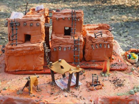 Adobe Pueblo School Project, Multi Cultural Art, Nativity Craft, Adobe Homes, Pueblo Native Americans, Native American Projects, Native Americans Unit, Summer Camp Art, Hopi Tribe