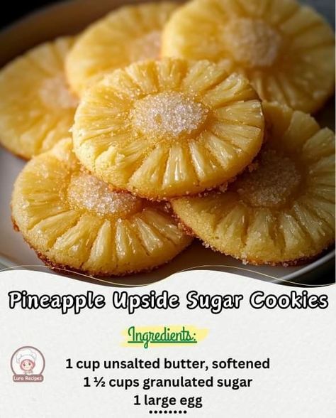 Pineapple Upside Down Sugar Cookies, Pineapple Upside Down Cookies, Pineapple Sugar Cookies, Pineapple Coconut Ice Cream, Recipes Pineapple, Caramelized Pineapple, Pineapple Cookies, Candied Pineapple, Chocolate Brownie Cake