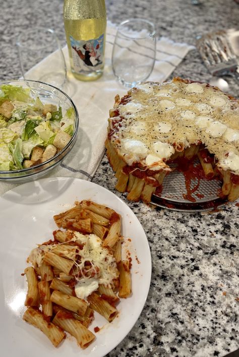 Honeycomb Pasta, Rigatoni Noodles, Pasta Cake, Springform Pan Cake, Rigatoni Pasta, Italian Sauce, Popsugar Food, Cake Tasting, Recipe Images