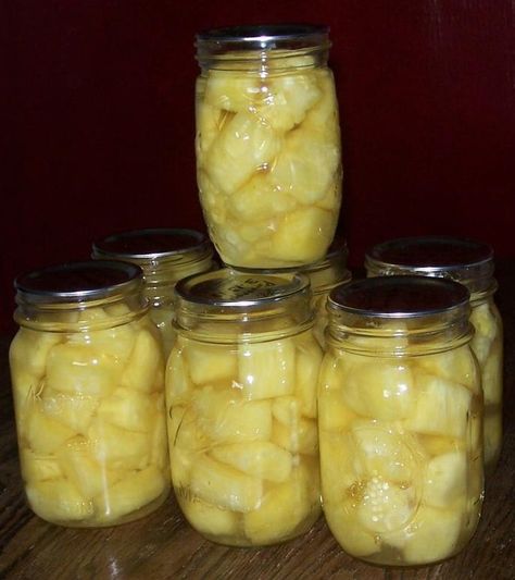 A quick post for all of you that love pineapple like I do. There is something so simple about this once you have delved into getting that sw... Canning Pineapple, Canning 101, Canning Fruit, Pineapple Chunks, Canning Food Preservation, Canned Food Storage, Canning Tips, Canned Fruit, Home Canning