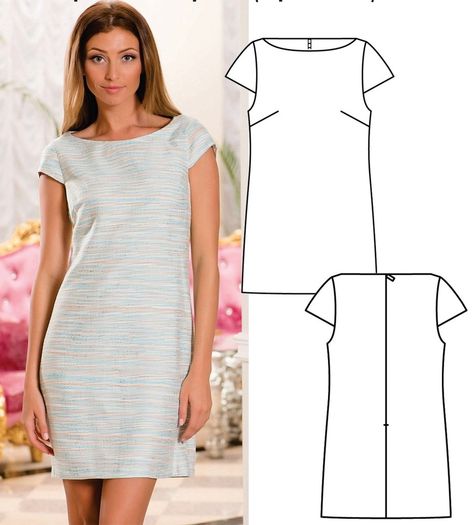 Short Sleeve Dress Sewing Pattern – Do It Yourself For Free Simple Dress Pattern Free, Short Sleeve Dress Pattern, Apron Dress Pattern, Womens Patterns, Dress Sewing Patterns Free, Sewing Patterns Free Women, Coat Pattern Sewing, Swimsuit Cover Up Dress, Basic Wardrobe