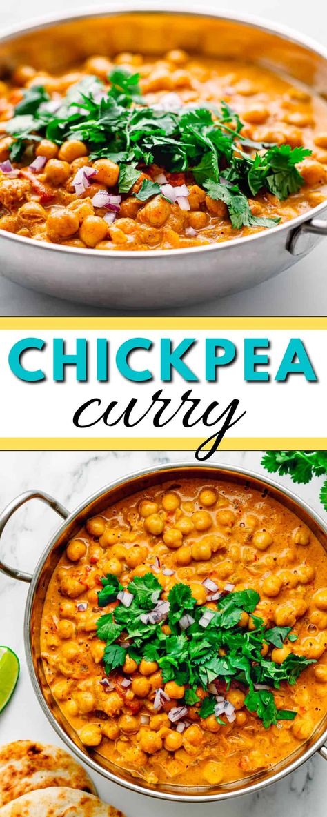 Coconut Chickpea Curry, Curry Chickpeas, Chickpea Vegan, Coconut Chickpea, Easy Chickpea Curry, Vegan Chickpea Curry, Chickpea Curry Recipe, Chickpea Coconut Curry, Meatless Recipes