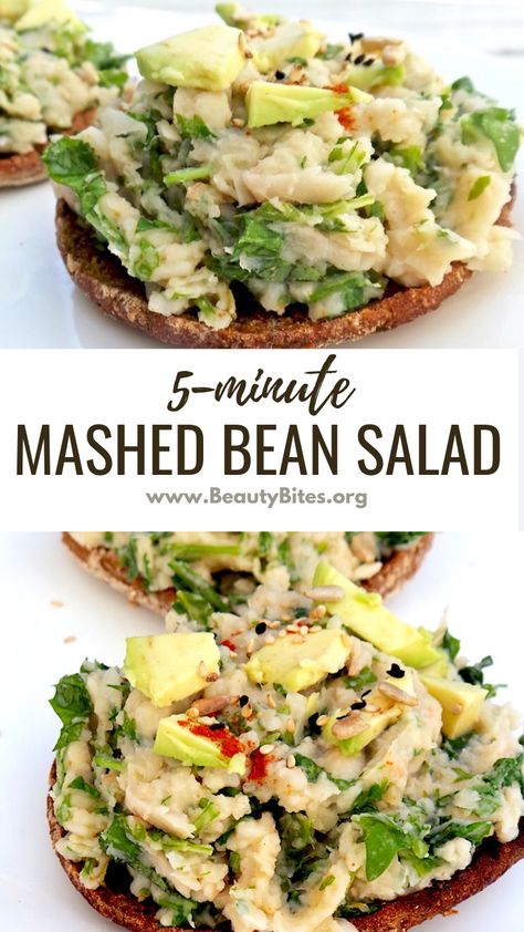 Smashed White Bean Sandwich, White Bean Salad Sandwich, Vegan White Bean Salad, White Bean Mash, White Bean Toast, White Bean Sandwich, Bean Sandwich, White Bean Salad Recipes, Vegan Bean Salad