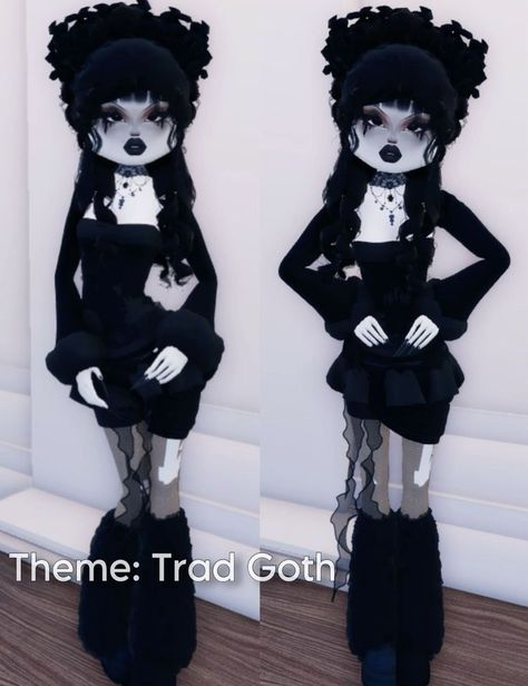 Dti Outfit Ideas Trad Goth, Dark Dti Outfit, Traditional Goth Dress To Impress, Dti Theme Trad Goth, Dress To Impress Theme Trad Goth, Trad Goth Outfit Dress To Impress, Trad Goth Dti Outfit, Di Trad Goth, Dti Outfits Theme Witch