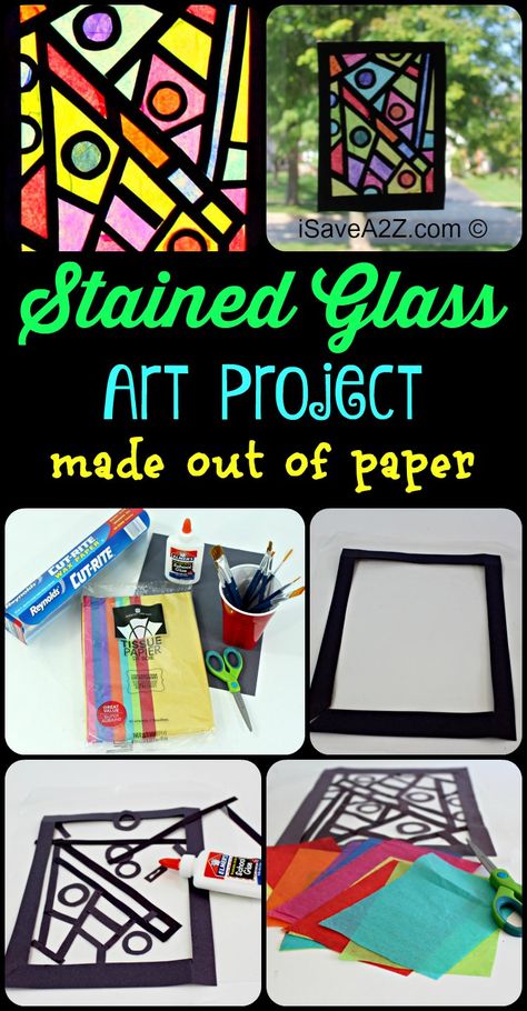 Stained Glass Art Project, Classe D'art, Stain Glass Window Art, Stained Window, L'art Du Vitrail, Diy Staining, Glass Window Art, Glass Art Projects, Elementary Art Projects