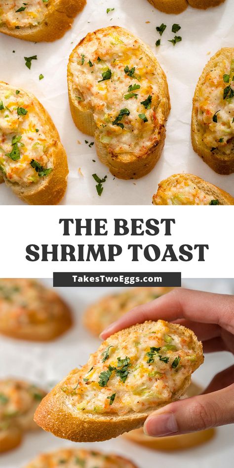 Crab Toast Recipe, Vietnamese Shrimp Toast, Baked Shrimp Toast, Shrimp Toast Recipe, Small Shrimp Recipes, Vietnamese Shrimp, Shrimp Appetizer Recipes, Prawn Toast, Shrimp Toast