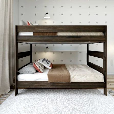 Viv + Rae Kingswood Queen Over Queen Bunk Bed | Wayfair Queen Bunk Bed, Adult Bunk Beds, Queen Bunk Beds, Bed Support, Bottom Bunk, Top Bunk, Slatted Headboard, Large Beds, Kids Bunk Beds