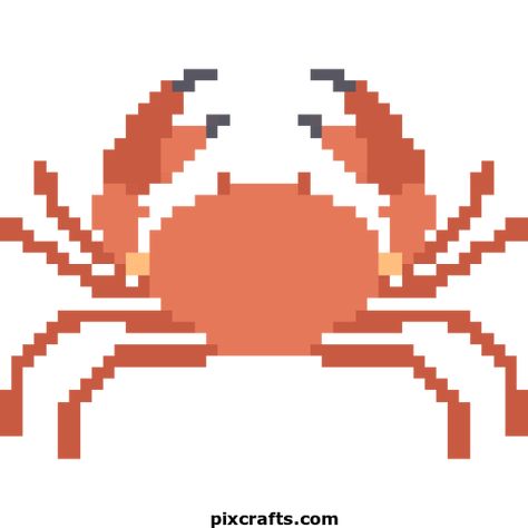 Crab Pixel Art, Crab Cross Stitch, Free Pixel Art, Weaving Rug, Pixel Design, Needlepoint Tapestry, Art Sea, Aquatic Animals, Thread Art