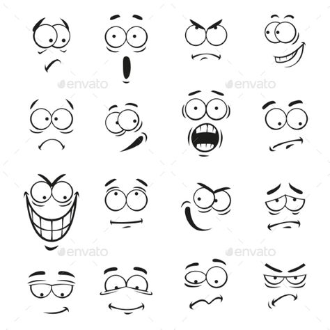 Cartoon Faces Expressions, Scared Face, Mad Face, Emoticon Faces, Cartoon Expression, Emoji Set, Eyes Emoji, Icon Sets, Cartoon Eyes