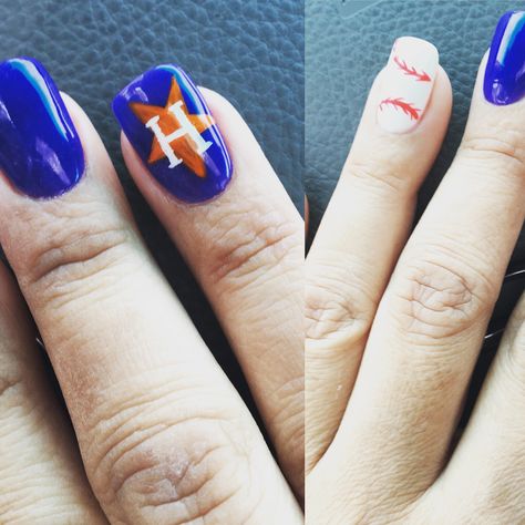 Houston Astros! Astros Nails, Houston Nails, Texas Nails, Faded Nails, Classy Nail Designs, Nail Art Techniques, Nails Today, Long Acrylic Nails Coffin, Pedicure Nail Art