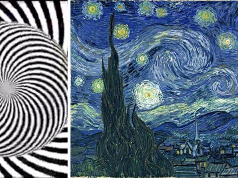 Optical illusion makes looking at Van Gogh's 'Starry Night' a truly 'moving' experience - Upworthy Gogh The Starry Night, Optical Illusion Wallpaper, Starry Night Painting, Life Before You, The Starry Night, Beauty Wallpaper, Starry Night Van Gogh, Moving Pictures, Night Painting