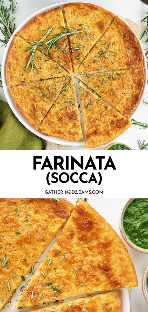 Farinata (Socca) Farinata Recipe, Socca Recipe, Vegetarian Protein Recipes, Plant Based Recipes Breakfast, Best Gluten Free Recipes, Vegan Main Dishes, Curries, Good Healthy Recipes, Vegan Snacks