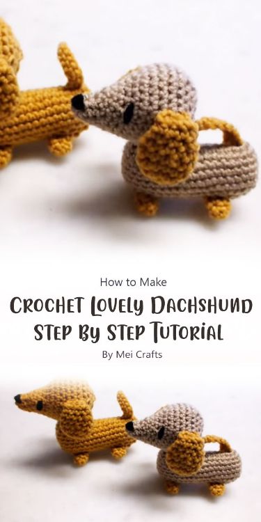 Crochet Dachshund, Crochet Lovely, Dachshund Pattern, Crochet Dog Patterns, Easy Crochet Animals, Quick Crochet Patterns, Amigurumi Animals, Crochet Animals Free Patterns, Crochet Design Pattern