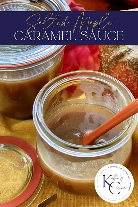 Salted Maple Caramel Sauce is made with just five ingredients and in 20 minutes time! It's perfect to top on your favorite dessert or even on waffles or pancakes for a sweet surprise. #caramelsauce #fallrecipe #maplecaramel Caramel Recipes Sauce, Vegan Caramel, Homemade Caramel Sauce, Salted Caramel Sauce, Vanilla Bean Ice Cream, Pumpkin Caramel, 15 Minute Meals, Dessert Toppings, Caramel Recipes