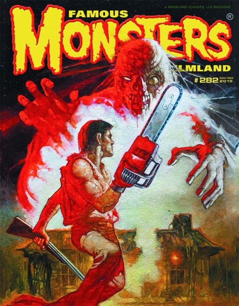 Famous Monsters of Filmland: Evil Dead 2 Art by Manuel Sanjulian Manuel Sanjulian, Ash Williams, All Horror Movies, Horror Genre, Horror Pictures, Star Wars Books, Comic Cover, Movie Magazine, Famous Monsters