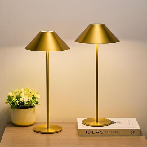 Lalavon Gold Lamp Set of 2, Cordless Table Lamps Rechargeable, 3 Color Stepless Dimming Touch Lamp, Portable Battery Powered Lamp for Home/Bedroom - Amazon.com Battery Powered Lamp, Battery Lamp, Touch Table Lamps, Cordless Table Lamps, Tall Lamps, Gold Lamp, Mini Lamp, Gold Table Lamp, Small Table Lamp