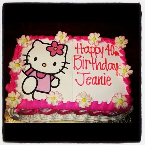 Hello Kitty Cake Hello Kitty Cake Square, Hello Kitty Sheet Cake, Hello Kitty Birthday Cake, Birthday Cake For Mom, Kitty Cake, Hello Kitty Cake, Big Cakes, Birthday Stuff, Hello Kitty Birthday