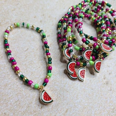 Summer vibes are coming in hot! Celebrate the unofficial start of summer with our adorable Watermelon Beaded Bracelets! This Memorial Weekend, add a pop of color to your wrist with our sweet charm featuring a dangling watermelon slice amidst a mix of lime green, hunter green, fuschia, gold, and iridescent clear seed beads. Perfect for pool days, BBQs, or just lounging in the sun. Get ready to make a splash with our new summer must-have! #SummerVibes #WatermelonBracelet #MemorialWeekend #Sum... Watermelon Slice, Memorial Weekend, Pool Days, Hunter Green, In Hot, Little Things, Lime Green, Summer Vibes, Seed Beads