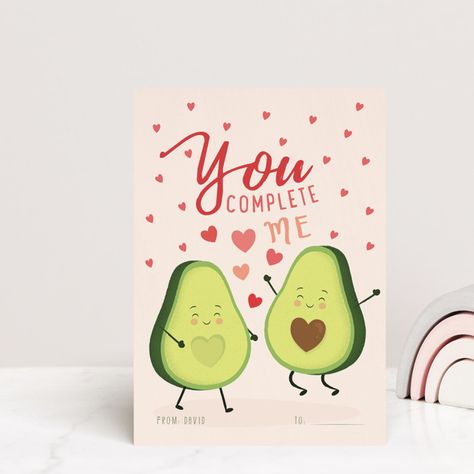 "Avocado love" - Postcard Classroom Valentine's Day Cards in Rose by Sabrin Deirani. Classroom Valentine Cards, Love Postcard, Postcards Diy, Nursery Room Themes, Diy Anniversary Gift, Nursery Wall Murals, Diy Anniversary, Free Printable Cards, Letterpress Invitations