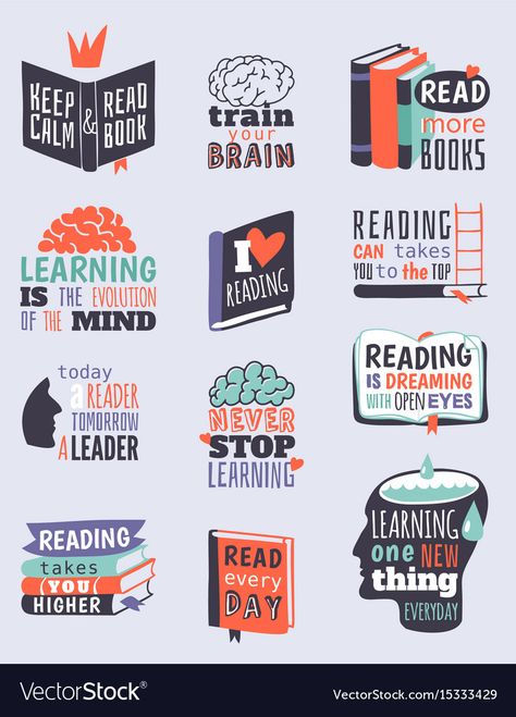 Library Poster Design, Literature Logo, Book Logo Design Ideas, Literature Slogan, Reading Phrases, Book Club Logo, Reading Badges, Reading Motivation Quotes, Library Rules