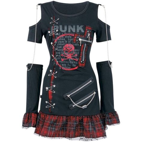 Punkrock Shirt ($41) ❤ liked on Polyvore featuring tops, dresses, shirts and dresses/skirts Alt Clothes, Swaggy Outfits, Goth Outfits, Alternative Outfits, Kpop Fashion Outfits, And Dresses, Edgy Outfits, Performance Outfit, Stage Outfits