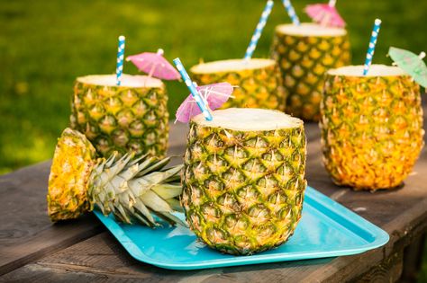 Piña Colada Pineapple Cups  - Delish.com Pineapple Corer, Pineapple Cup, Pina Colada Recipe, Bbq Menu, Party Deco, Frozen Pineapple, Blue Curacao, Daiquiri, Summer Cocktails