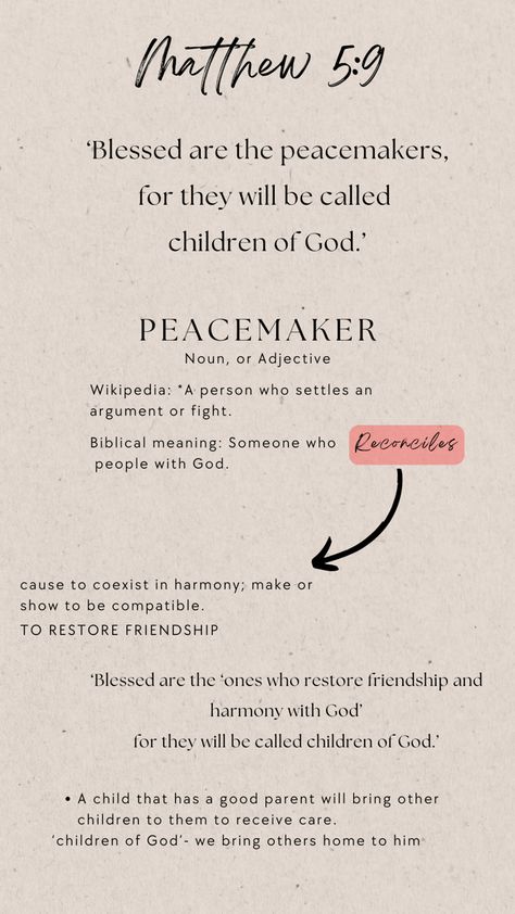 Matthew 5:9 ‘peacemakers’ Matthew 5:9, Kingdom Woman, Spiritual Journals, Matthew 5, Bible Notes, Verses Quotes, Bible Verses Quotes Inspirational, Verse Quotes, Bible Verses Quotes