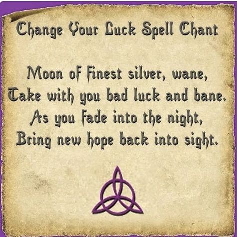 Tink🧚🏻‍♂️♏ My Book Of Shadows on Instagram: “💜 In case anyone needs their luck to change 💜 . . . . . #astrology #dailytarot #zodiac #witchesuk #tarot #pagansofinstagram #wicca…” Wiccan Chants, Money Spells Magic, Luck Spell, Binding Spell, Witchcraft Spells For Beginners, Money Spells That Work, Good Luck Spells, Spells For Beginners, Moon Spells