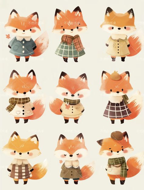 Storybook Drawings Illustrations, Fox Drawing, Fox Illustration, Autumn Illustration, Cute Animal Drawings Kawaii, Animated Drawings, Cute Patterns Wallpaper, Art Drawings For Kids, Card Illustration