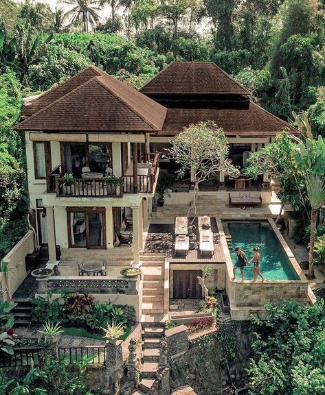 Bali Style Home, House Architecture Styles, Jungle House, Bali House, Casas The Sims 4, Tropical House, Tropical Houses, Sims House, House Architecture Design