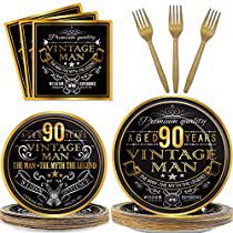 90th Birthday Decorations, Vintage Party Decorations, Birthday Party Plates, Birthday Party Table Decorations, Black And Gold Theme, Birthday Decorations For Men, Birthday Party Table, 90's Birthday Party, 40th Birthday Decorations