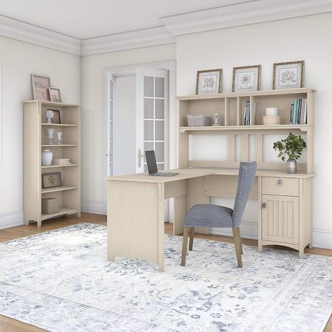 Elegant Organization, White Desk With Hutch, Antique White Desk, L Shaped Desk With Hutch, Office Desk With Hutch, Functional Office, Office Furniture Set, Desk With Hutch, Home Office Furniture Sets