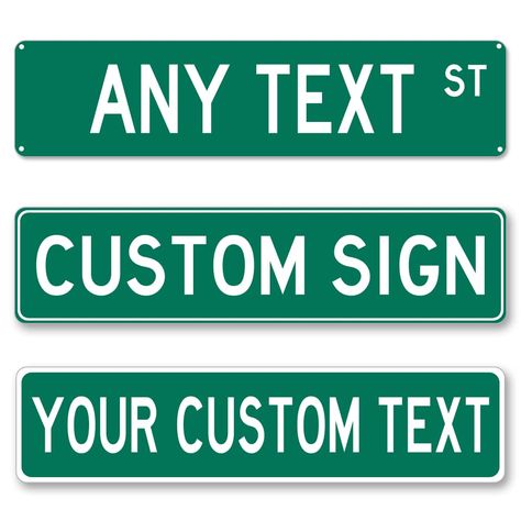 PRICES MAY VARY. HIGH QUALITY, LONG LASTING - Made from 100% rust free strong aluminum, bright colors, durable and does not fade. PRE-DRILLED HOLES FOR EASY MOUNTING - All of our premium signs have 4 pre-drilled holes and can be easily mounted on every surface. No need for adhesive or special equipment! PERFECT SIZE - 4x18 - We have carefully designed this sign, considering every aspect. This unique size gives the ability for the wording to stand out and be easily understood without creating an Diy Street Signs, Custom Road Signs, Signs For Bedroom, Driveway Sign, Sign Road, Personalized Street Signs, Play Cafe, Custom Street Signs, Make Your Own Sign