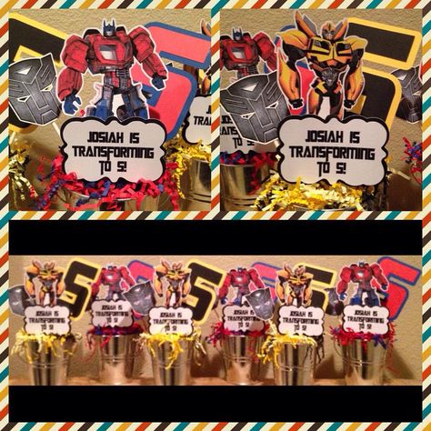 Transformers Centerpiece by NiftyKreations1 on Etsy Transformers Centerpieces, Transformers Birthday Parties, Transformers Birthday, Iron Man Movie, Transformer Birthday, New Harley Davidson, Cake Inspiration, Centerpiece Decorations, Favor Boxes