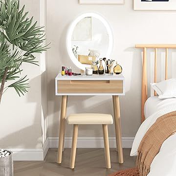 Dressing Table For Small Space, Small Space Vanity, Vanity For Bedroom, Led Lights Mirror, Best Bedroom Furniture, Small Makeup Vanities, Modern Makeup Vanity, Makeup Vanity Table, Makeup Vanities