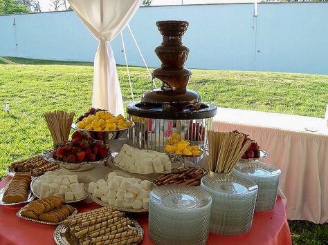 Wedding Fondue Bar, Chocolate Fondue Station, Fondue Wedding, Chocolate Fountain Table, Fondue Station, Chocolate Fountain Wedding, Chocolate Fountain Bar, Bridal Shower Chocolate, Wedding Dessert Table Decor