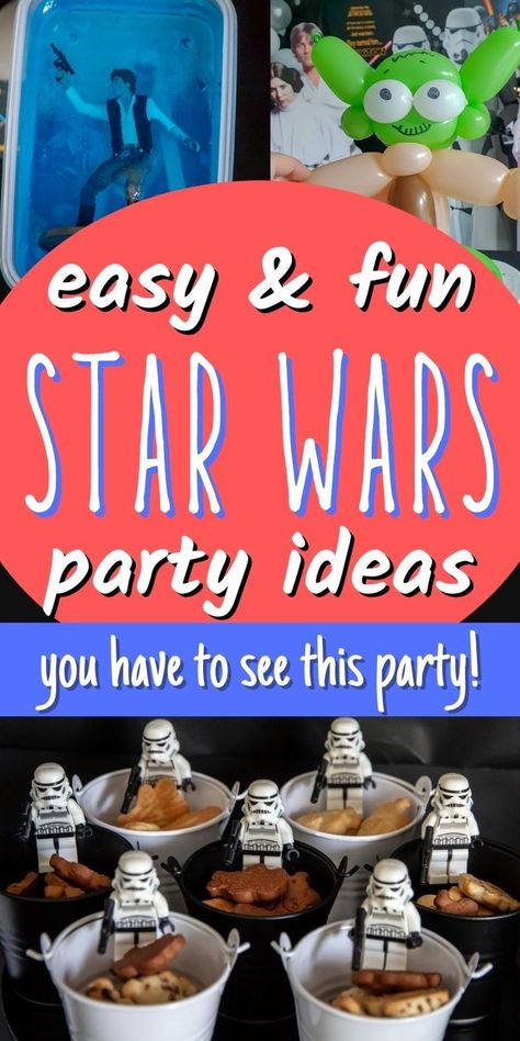 Star Wars Theme Party For Kids, Starwars Themed 1st Birthday, Star Wars Party Ideas Kids, Diy Star Wars Birthday Decorations, Star Wars 7th Birthday Party, Stars Wars Birthday Party, Star Wars Kids Birthday Party, Darth Vader Birthday Party Ideas, Star Wars Party Food Ideas