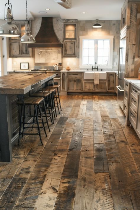 21 Charming Examples of a Rustic Farmhouse Kitchen – Everyday Inspo Farmhouse Countertops Granite, Brick Floor Ideas, Barndo Kitchens, Small Rustic Kitchen Ideas, Farmhouse Kitchen Flooring Ideas, Rustic Kitchen Backsplash Ideas, Kitchen Ideas Farmhouse Style, Small Rustic Kitchen, Designs For Small Kitchens