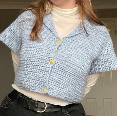 Cordon Crochet, Boxy Blouse, Blouse Crochet, Crochet Cord, Crochet Clothing And Accessories, Puff Stitch, Crochet Cardigan Pattern, Crochet Top Pattern, Crochet Blouse