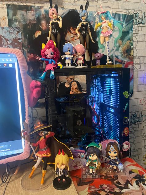 #aesthetic #anime #game #genshinimpact #dota2 #setup #animefigures #figures Figure Setup, Setup Ideas, Dota 2, Gaming Setup, Anime Figures, Aesthetic Anime, Gaming, Anime