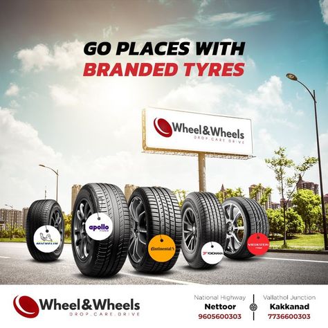 Shop Name Ideas, Car Advertising Design, National Highway, Ads Creative Advertising Ideas, Tires For Sale, Real Estates Design, Creative Advertising Design, Wheel Alignment, Motion Design Animation